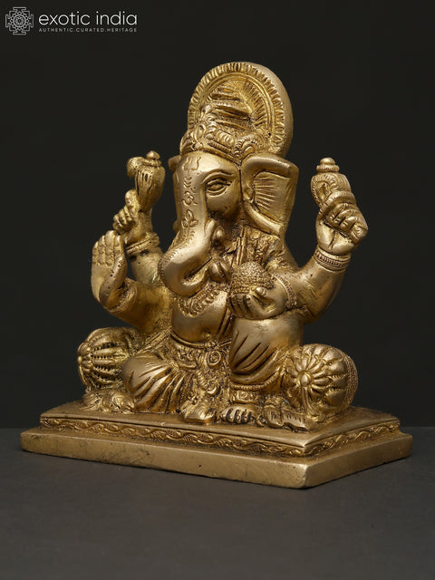 5" Small Blessing Lord Ganesha | Brass Statue