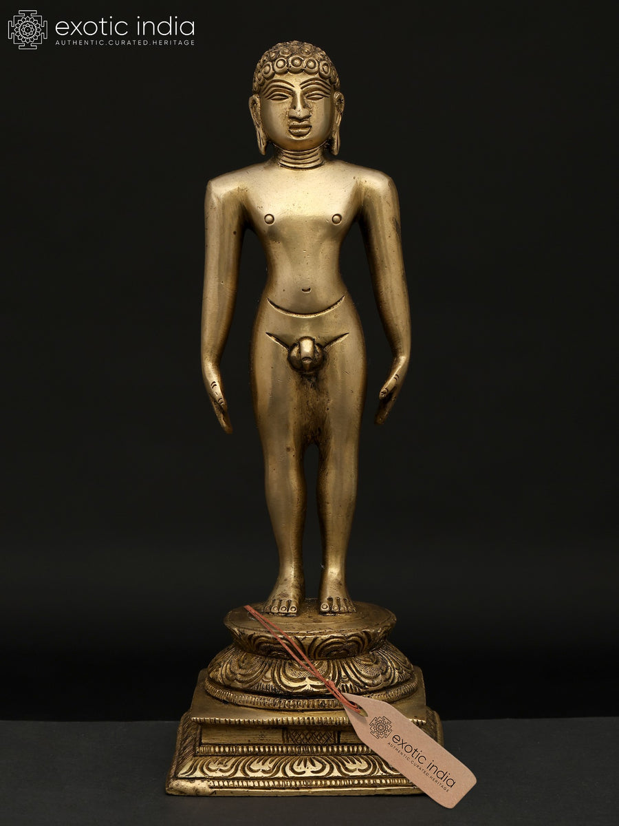 9" Mahavir Jain Brass Statue for Pooja