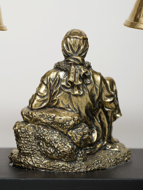 7" Wood Framed Superfine Sai Baba Statue in Brass | Wall Hanging