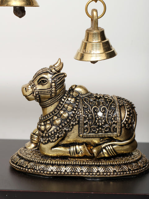 9" Wood Framed Superfine Blessing Lord Shiva with Nandi | Wall Hanging