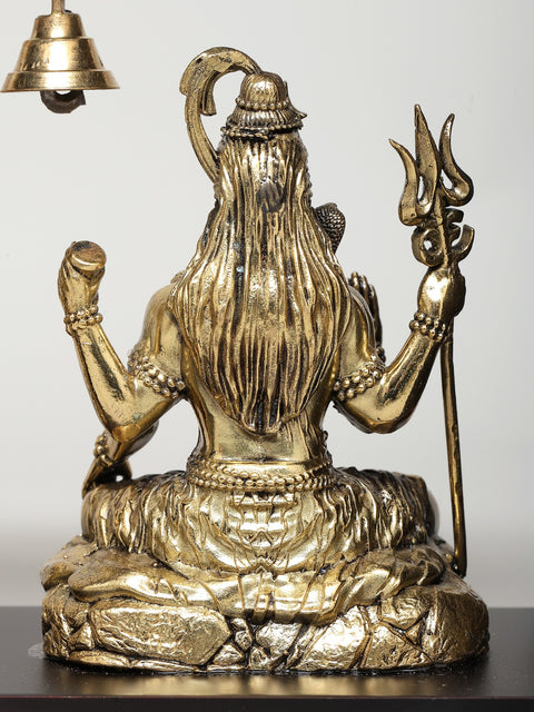 9" Wood Framed Superfine Blessing Lord Shiva with Nandi | Wall Hanging
