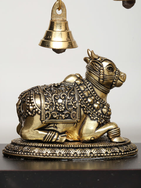 9" Wood Framed Superfine Blessing Lord Shiva with Nandi | Wall Hanging