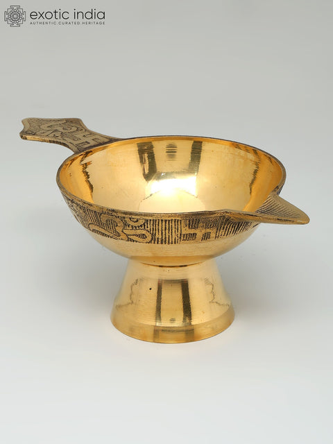 9" Handheld Ritual Diya in Brass