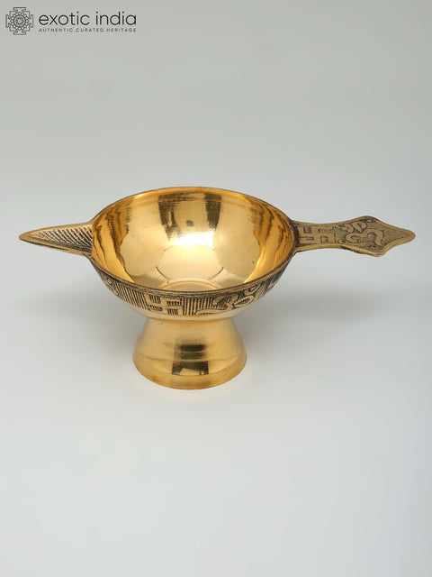 9" Handheld Ritual Diya in Brass