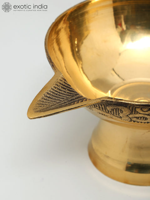 9" Handheld Ritual Diya in Brass