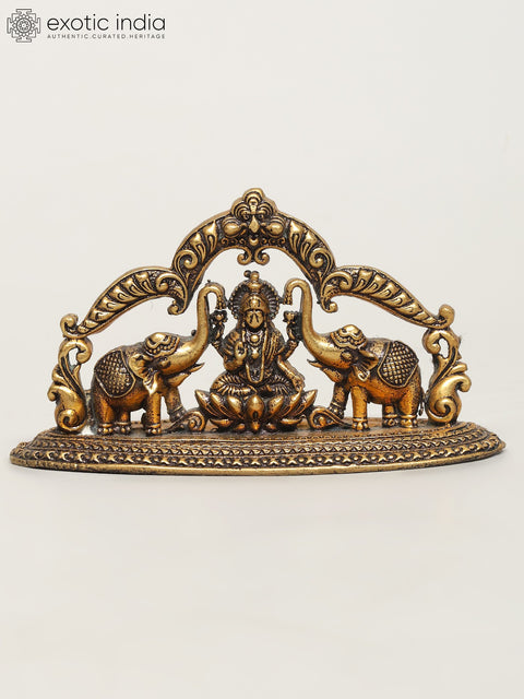 3" Small Superfine Gajalakshmi with Kirtimukha Arch | Brass Statue