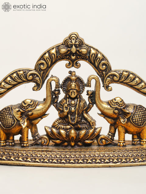 3" Small Superfine Gajalakshmi with Kirtimukha Arch | Brass Statue