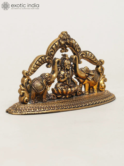 3" Small Superfine Gajalakshmi with Kirtimukha Arch | Brass Statue