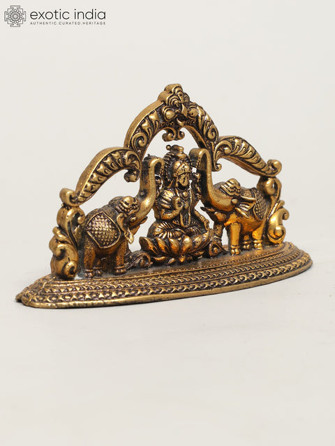 3" Small Superfine Gajalakshmi with Kirtimukha Arch | Brass Statue