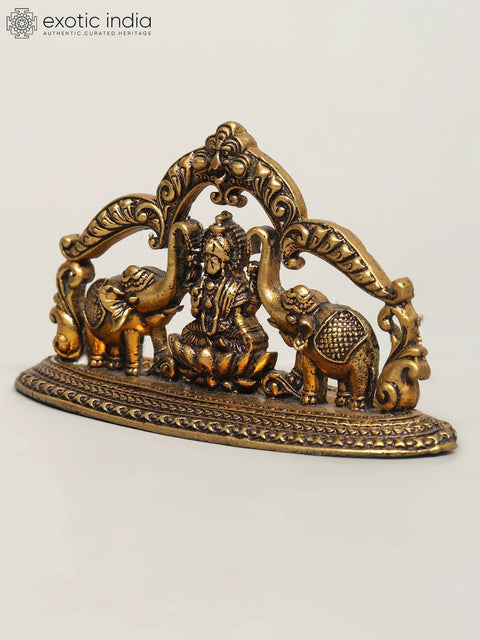 3" Small Superfine Gajalakshmi with Kirtimukha Arch | Brass Statue