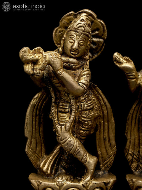 3" Small Standing Radha Krishna | Brass Statue