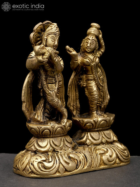 3" Small Standing Radha Krishna | Brass Statue