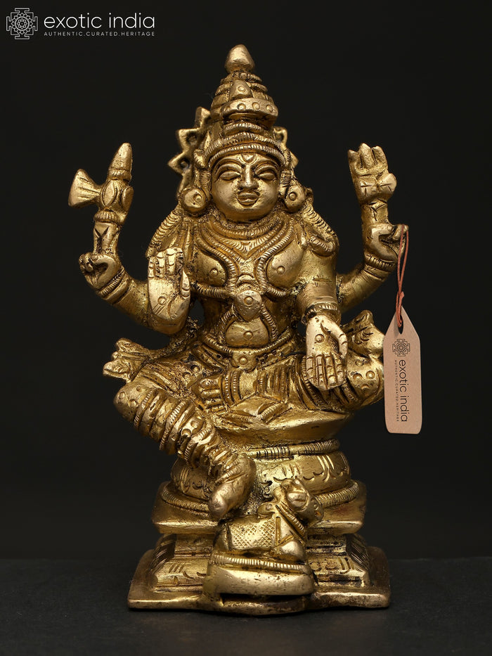4" Sitting Blessing Lord Shiva Brass Statue