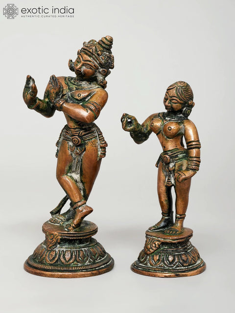 5" Pair of Radha Krishna | Brass Statues