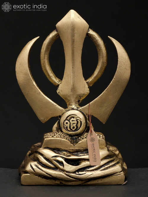4" Khanda Sahib Brass Statue - Sikh Religious Symbol