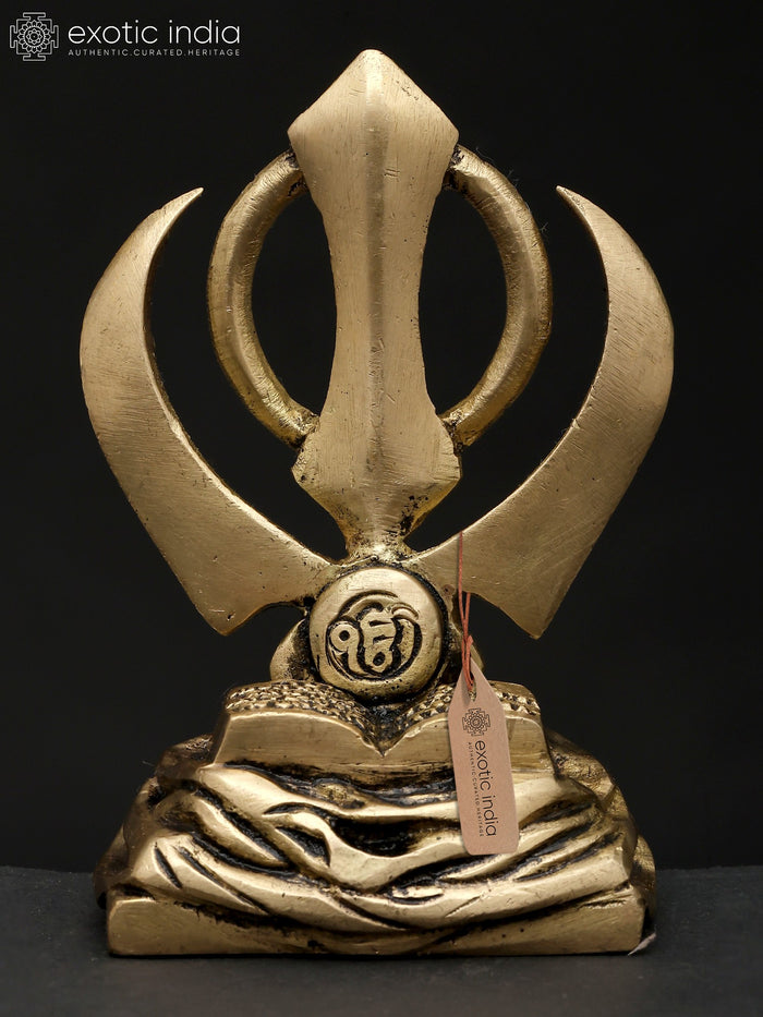 4" Khanda Sahib Brass Statue - Sikh Religious Symbol