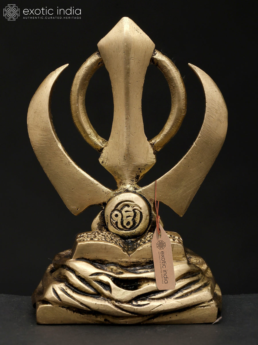 4" Khanda Sahib Brass Statue - Sikh Religious Symbol