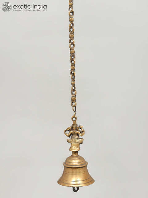 7" Brass Lord Ganesha Hanging Bell