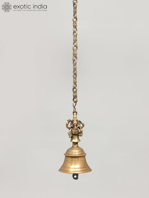 7" Brass Lord Ganesha Hanging Bell