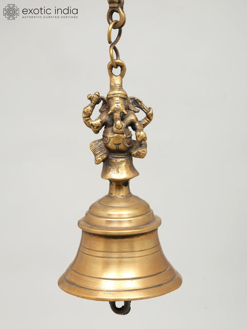 7" Brass Lord Ganesha Hanging Bell