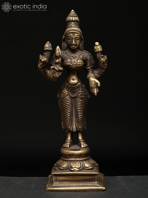 5" Standing Devi Lakshmi Brass Statue for Home Pooja