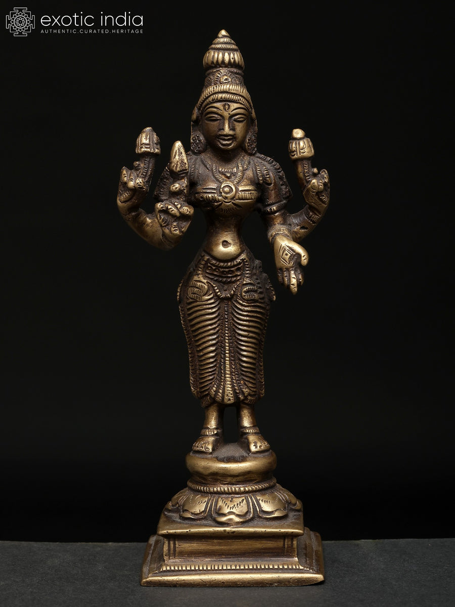 5" Standing Devi Lakshmi Brass Statue for Home Pooja