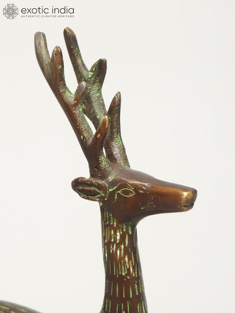 8" Brass Deer Statue | Table Decor