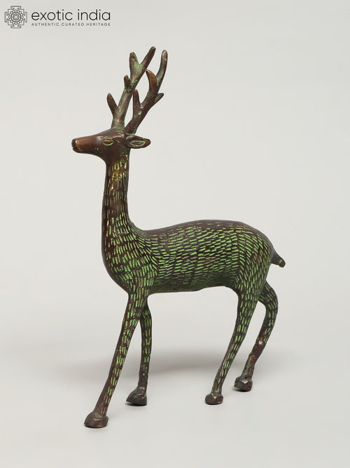 8" Brass Deer Statue for Home Decor