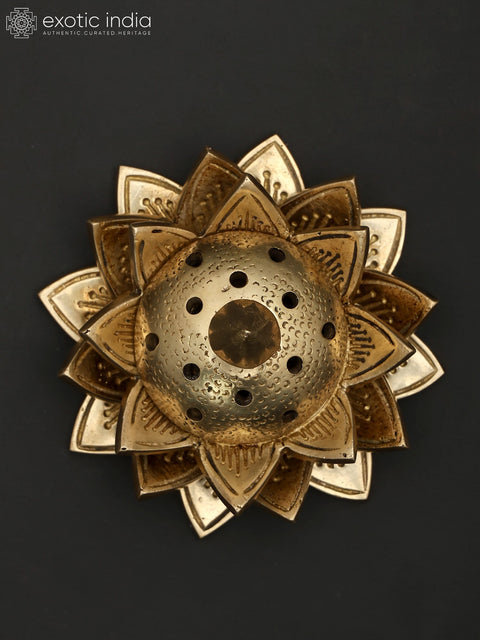 4" Small Lotus Design Incense Diffuser in Brass