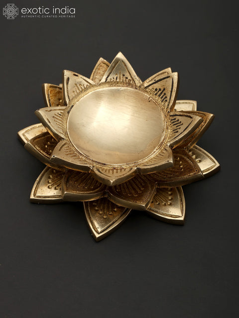 4" Small Lotus Design Incense Diffuser in Brass
