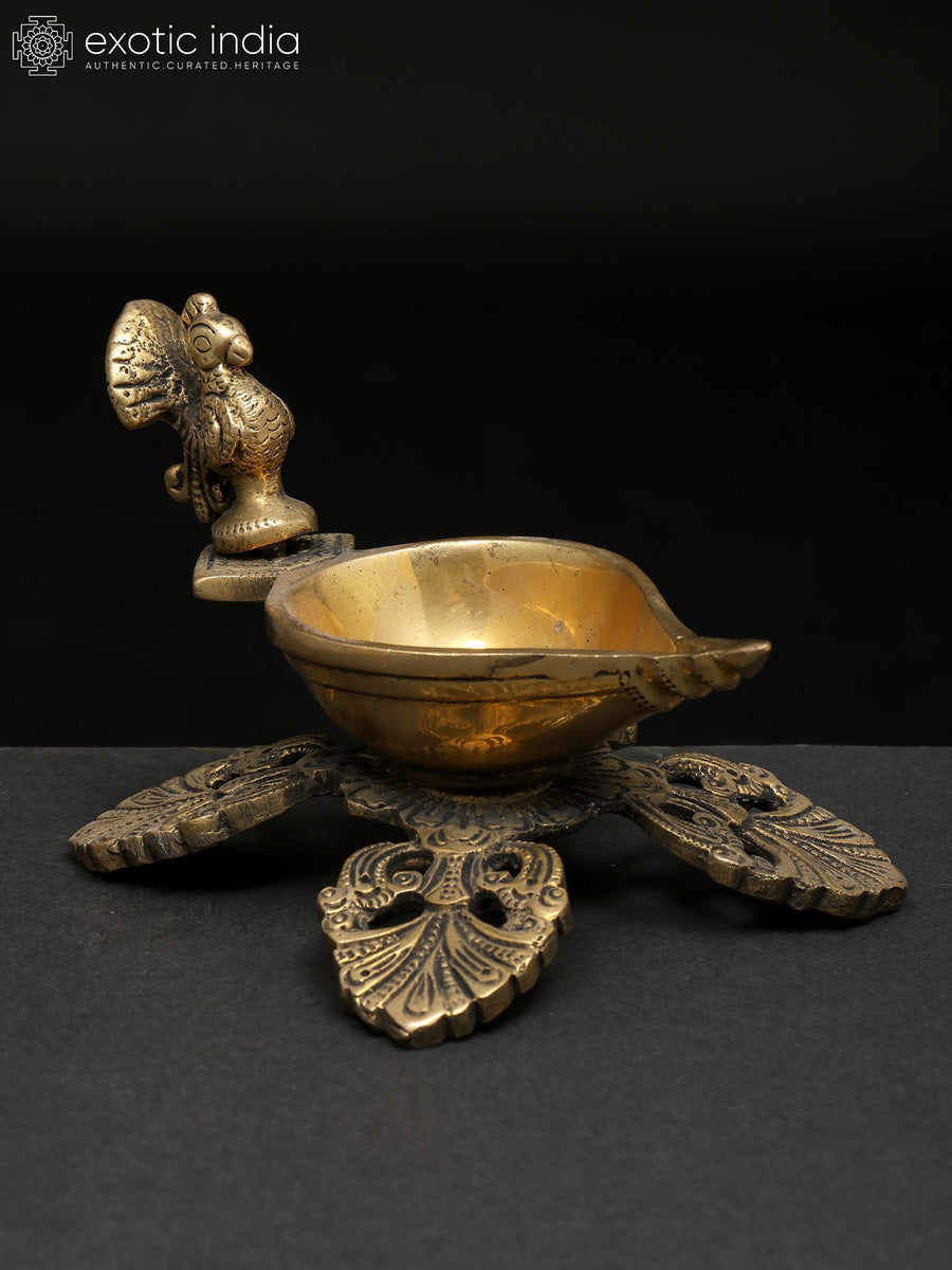4" Small Designer Brass Diya for Pooja