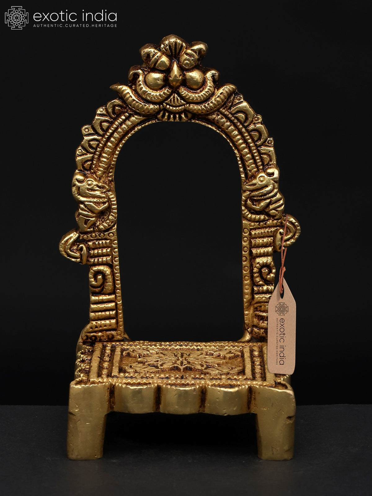 5" Brass Kirtimukha Throne Statue for Pooja