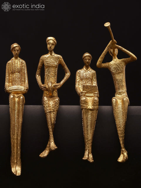11" Set of Four Musicians | Brass Statues | Home Decor