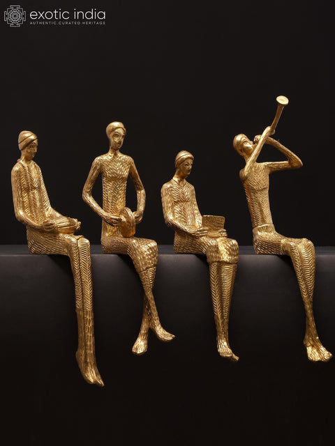 11" Set of Four Musicians | Brass Statues | Home Decor