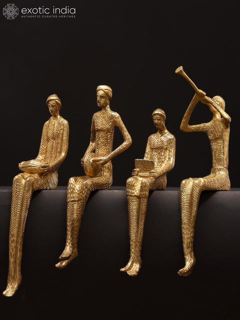 11" Set of Four Musicians | Brass Statues | Home Decor