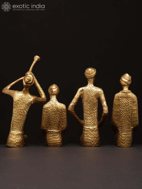 11" Set of Four Musicians | Brass Statues | Home Decor
