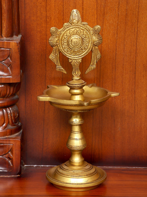 60" Large Size Wall Hanging Open Wood Temple with Brass Lamps and Bells