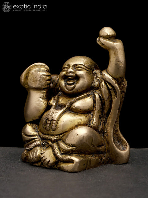 2" Small Laughing Buddha | Brass Statue