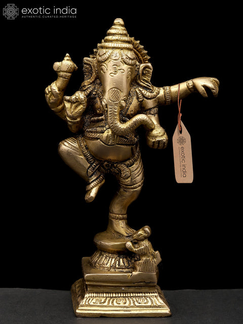 6" Small Nritya Ganesha | Brass Idol