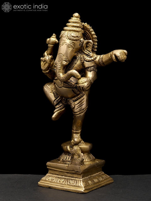 6" Small Nritya Ganesha | Brass Idol
