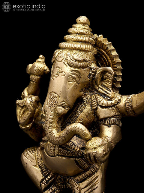 6" Small Nritya Ganesha | Brass Idol