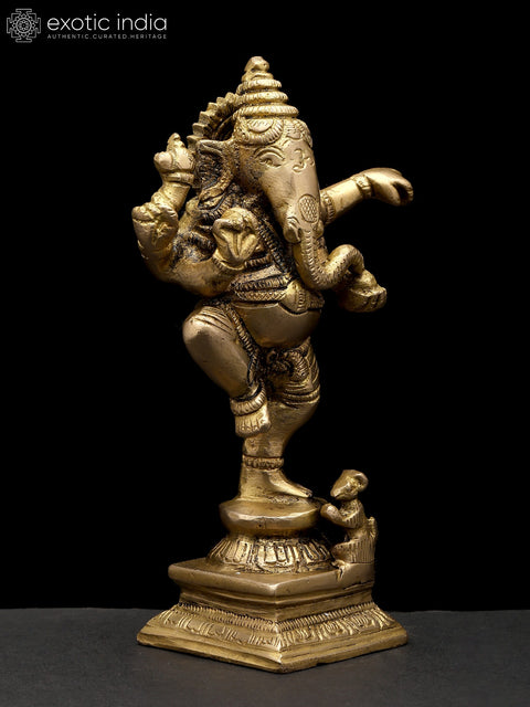 6" Small Nritya Ganesha | Brass Idol