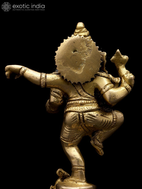 6" Small Nritya Ganesha | Brass Idol