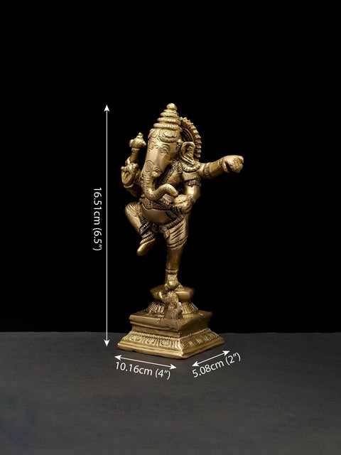 6" Small Nritya Ganesha | Brass Idol