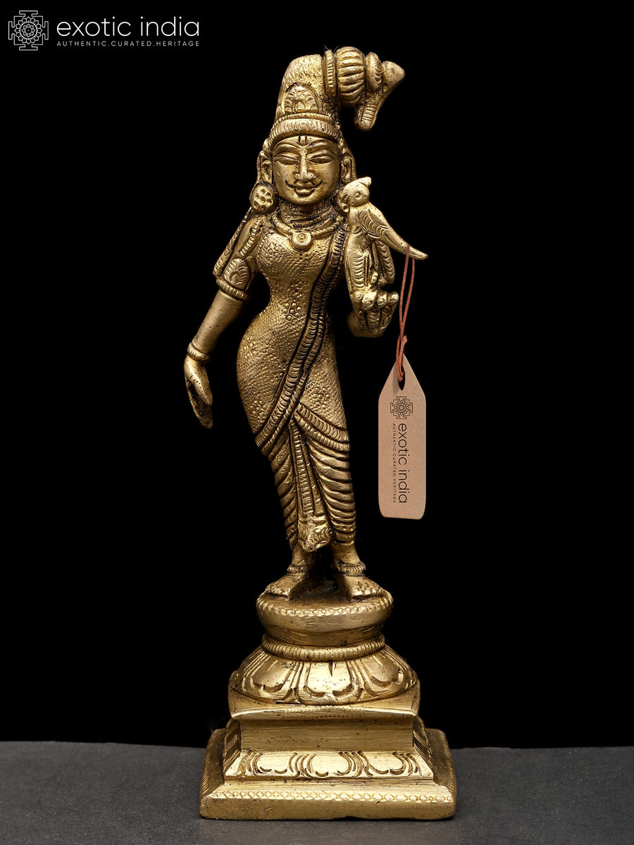 6" Goddess Andal Brass Statue for Pooja