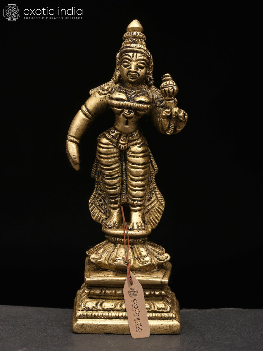 4" Standing Devi Parvati Handmade Brass Statue
