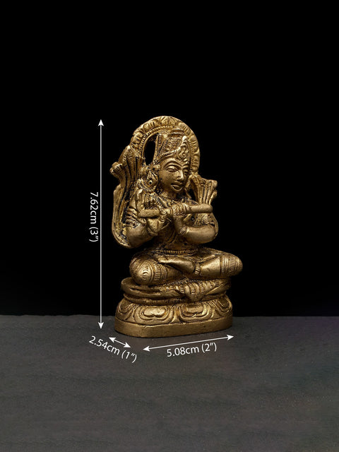 3" Small Fluting Lord Krishna | Brass Idol