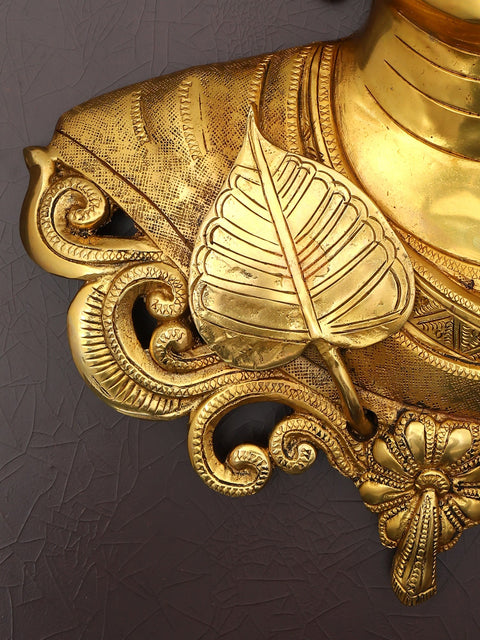 24" Wood Framed Lord Buddha in Brass | Wall Hanging