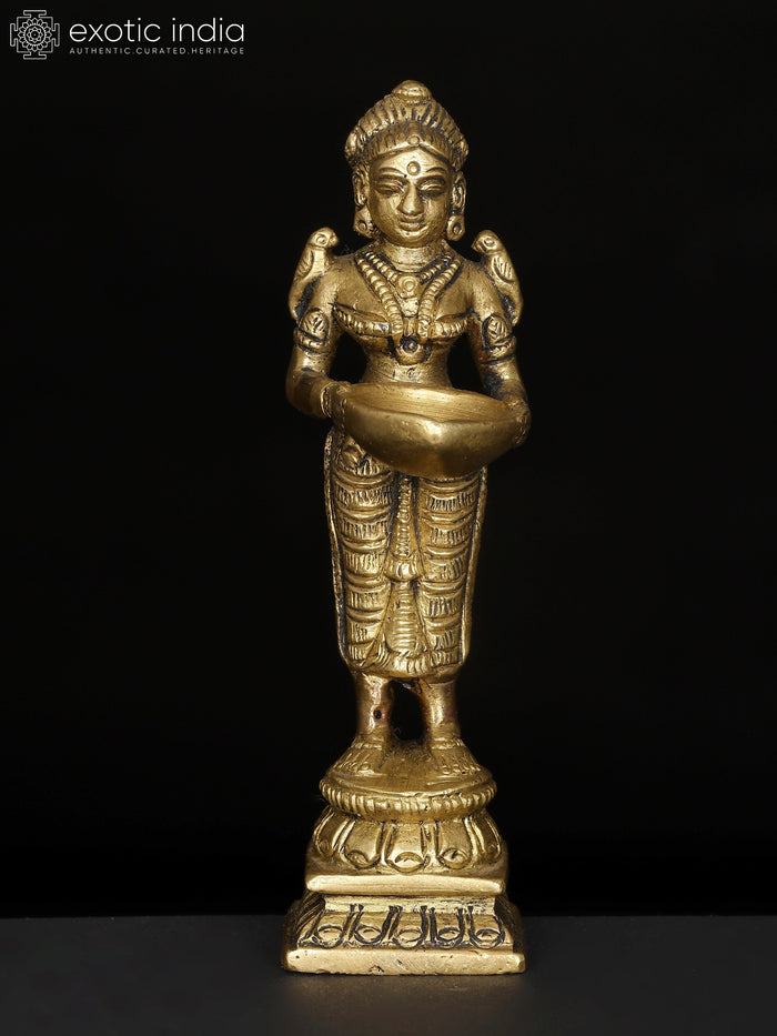 4" Small Lakshmi Brass Statue for Home Pooja