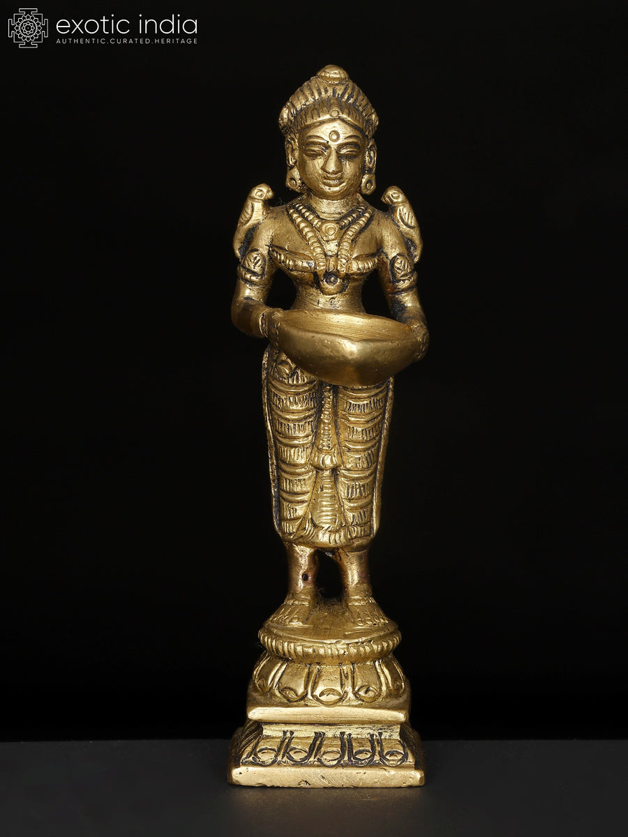 4" Small Lakshmi Brass Statue for Home Pooja